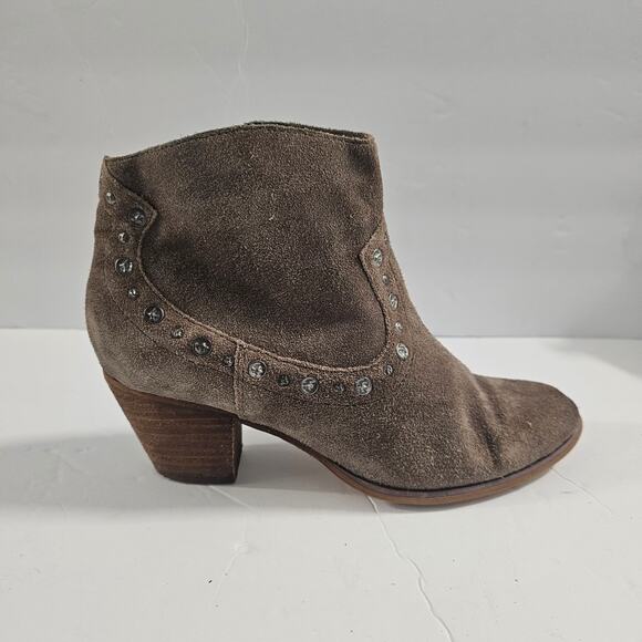 Corso Como Tan Suede Leather Western Style Ankle Boots Size 7 - Picture 2 of 10